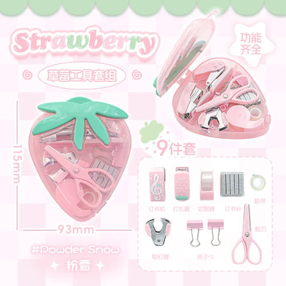 Kawaii Strawberry Mini Stapler & Punch Set