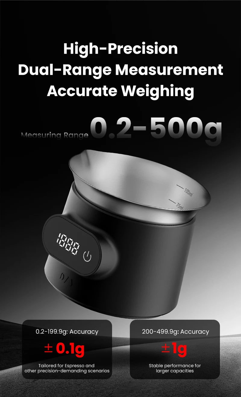 USB Rechargeable Coffee Scale with Stainless Steel Cup
