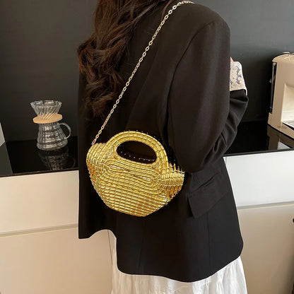 Metallic Acrylic Woven Handbag