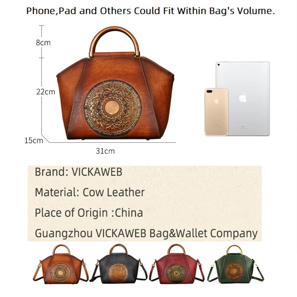 Vintage Genuine Leather Shoulder Handbag