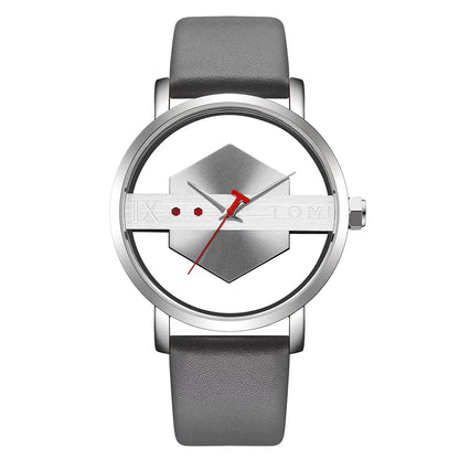 Men's Minimalist Leather Quartz Watchmen watch, minimalist watch, leather strap watch, quartz watch, casual watch, fashion accessories, skeleton style watch, business casual watch, wristwatch