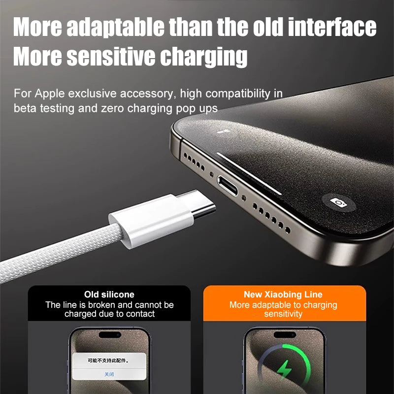 60W USB-A to USB-C Braided Fast Charging Cable