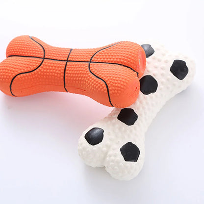 Dog Toy Set with Squeaky Bone & Basketball