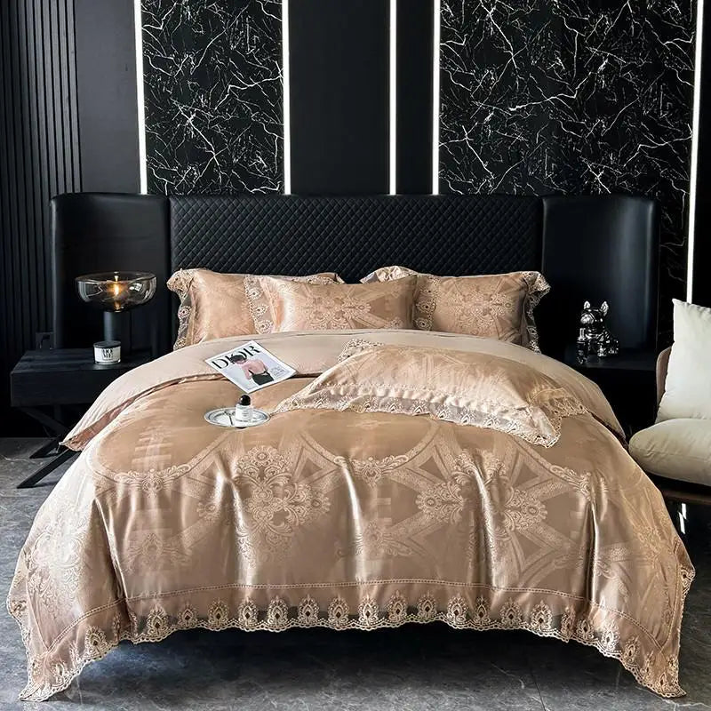 Jacquard Satin Soft Duvet Cover Set