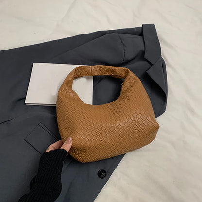 Women’s Woven Embossed PU Leather Hobo Shoulder Bag