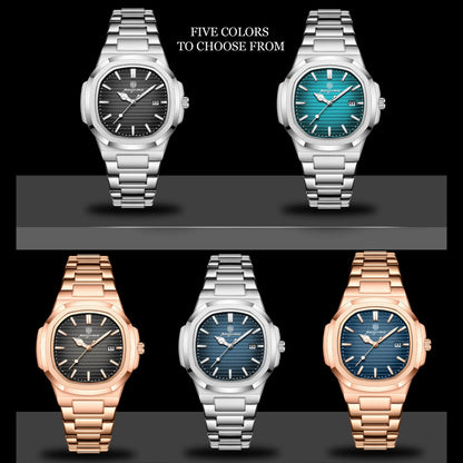 Men's Stainless Steel Quartz Watch with Date & Luminous Display