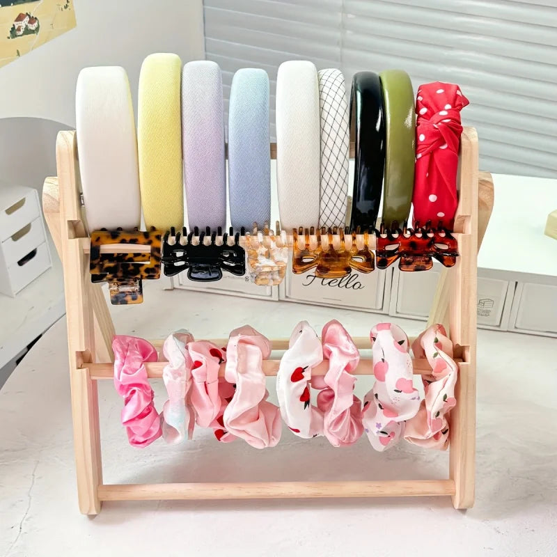 Foldable 3/4-Tier Wooden Jewelry Display Stand