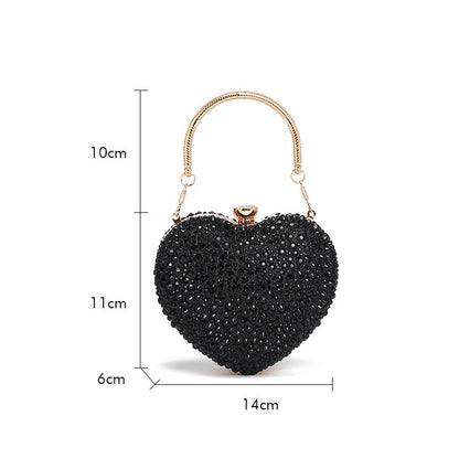 Luxury Heart Crystal Rhinestone Evening Clutch Bag