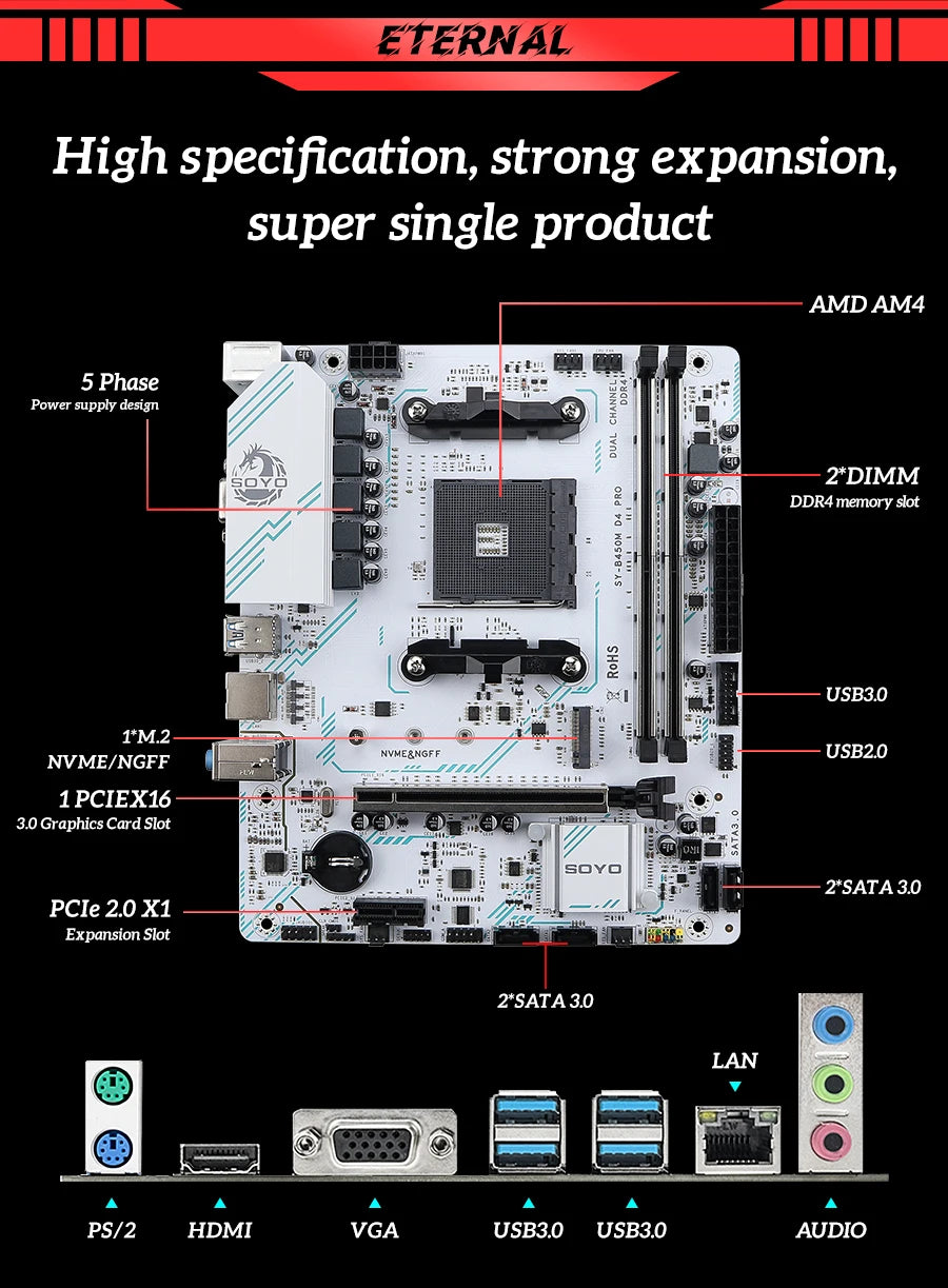 SOYO B450M AM4 Gaming Motherboard