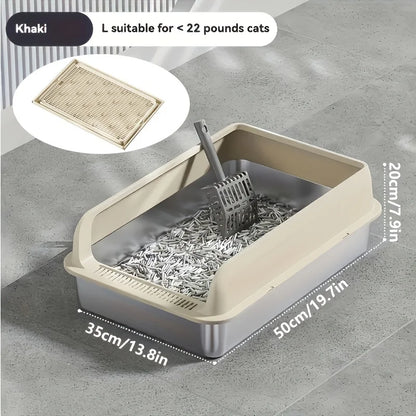 Extra Large Stainless Steel Cat Litter Box with Lid