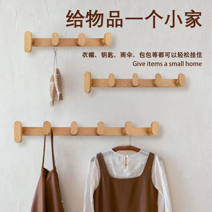 Nordic Solid Wood Wall Hook Rack