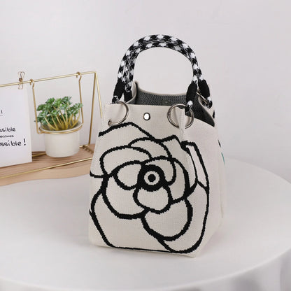 Mini Knitted Bucket Bag – Colorblock Women’s Handbag