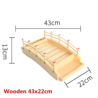 Japanese Wooden Sushi Bridge Serving Platter