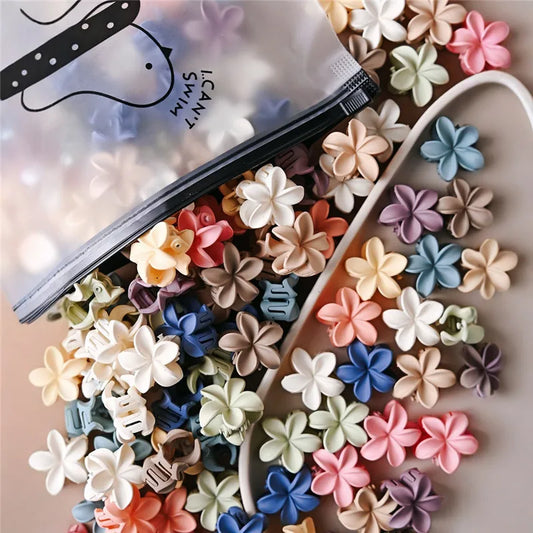 Flower Frosted Hair Claw Clips Set