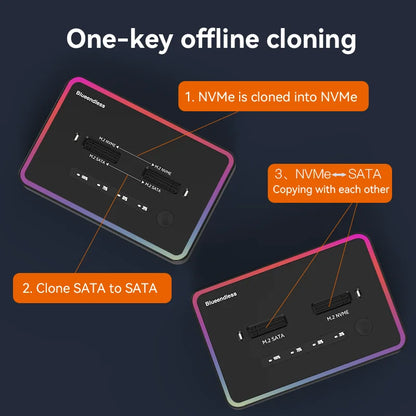 Dual M.2 NVMe & SATA SSD Docking Station with Offline Clone