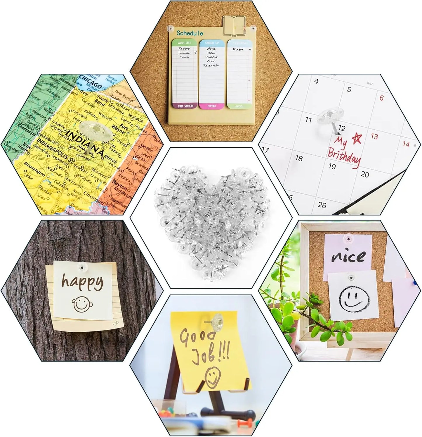 Clear Transparent Thumb Tacks
