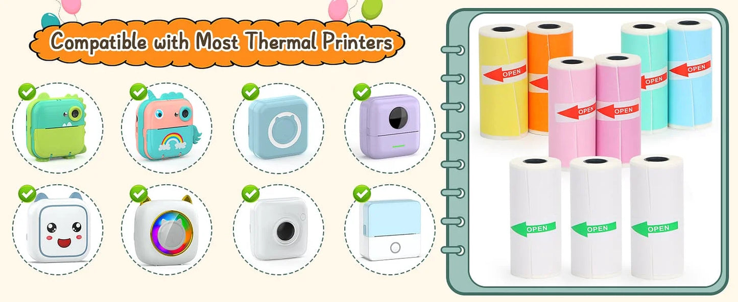 Self-Adhesive Thermal Sticker Paper Rolls for Mini Printers