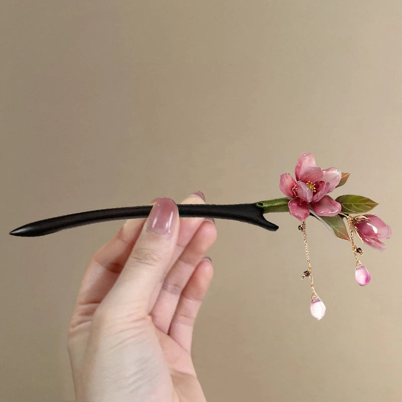 Chinese Style Floral Hair Stick with Tassel