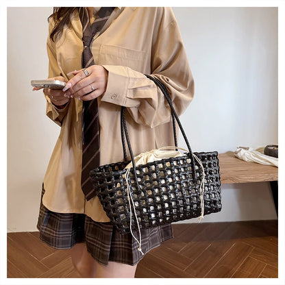 Handwoven Straw Tote Shoulder Bag