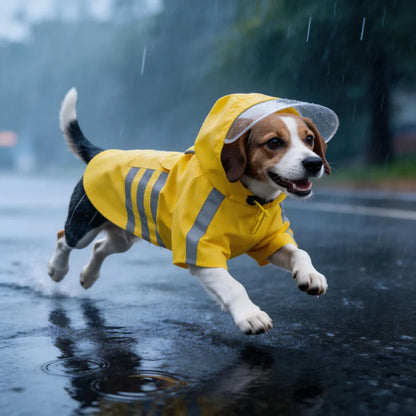 Waterproof Reflective Hooded Dog Raincoat