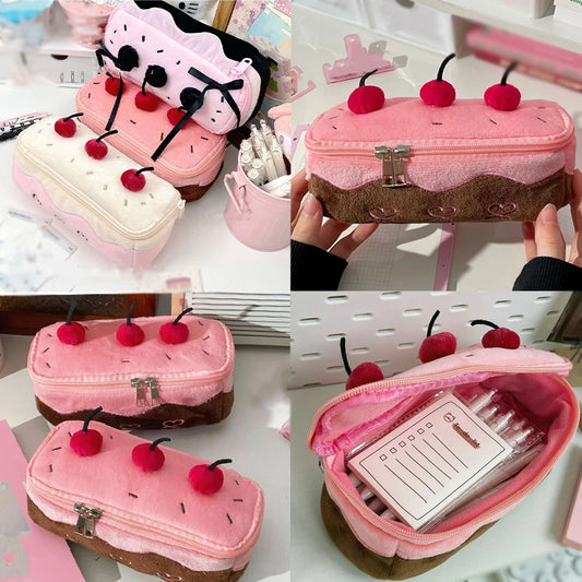 Plush Cherry Cake Large Capacity Pencil Case