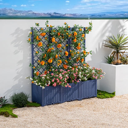 Raised Garden Planter Box with Climbing Trellis