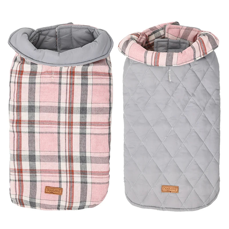 Waterproof Plaid Dog Jacket for Winter