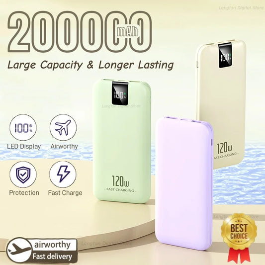 120W Super Fast Charging Battery 200000mAh Power Bank