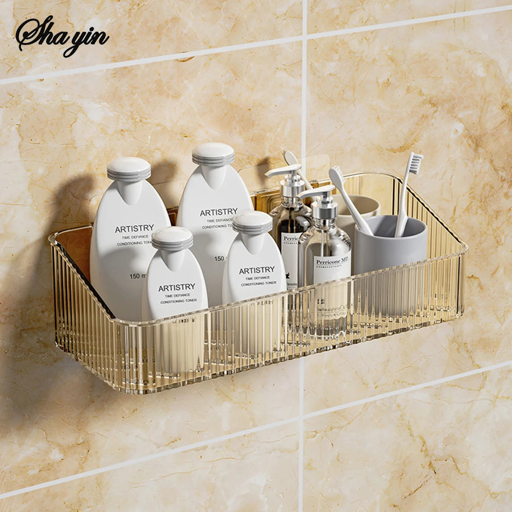 Wall-Mounted Bathroom Storage Basket & Organizer Rack