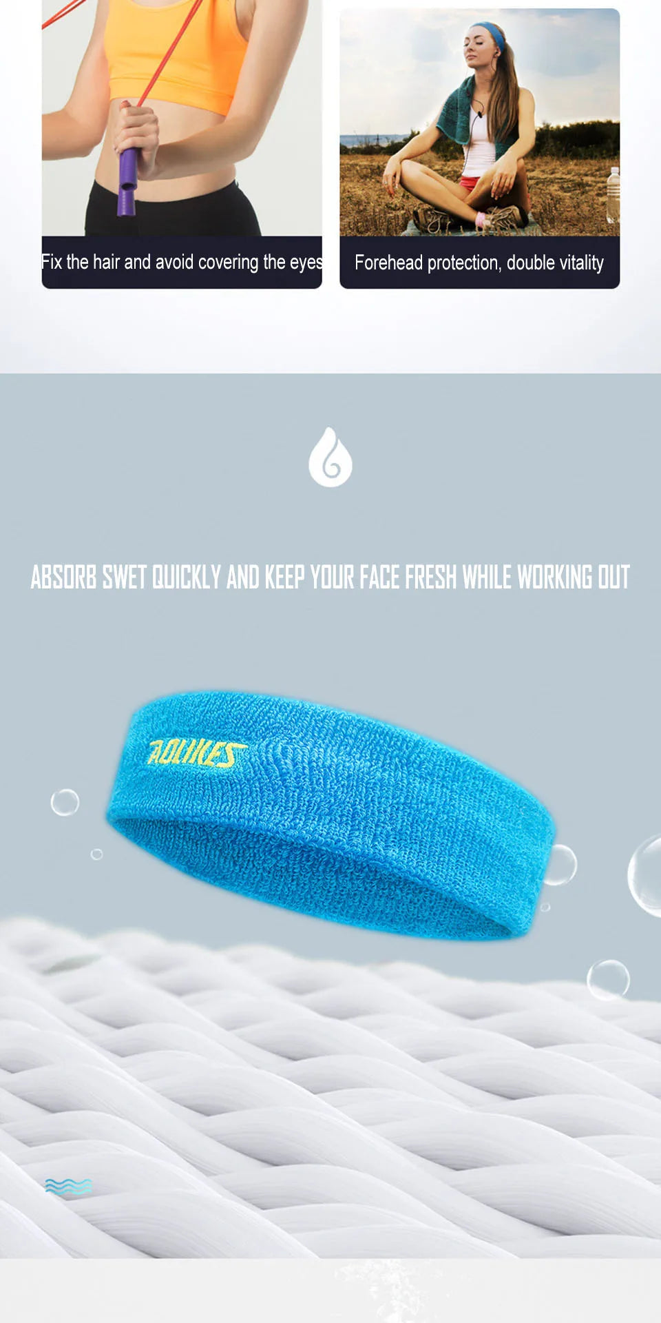 AOLIKES Cotton Sports Sweat Headband