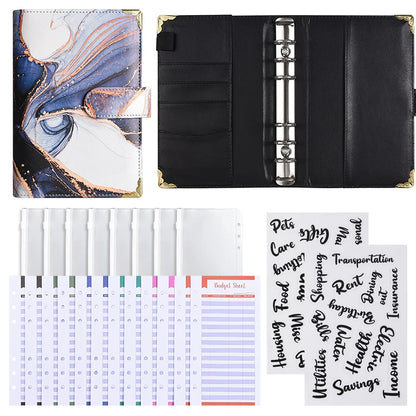 A6 Marble Budget Planner Binder with Cash Envelopes