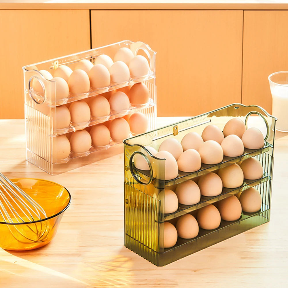 3-Layer Egg Storage Box for Refrigerator – 30 Egg Holder Organizer