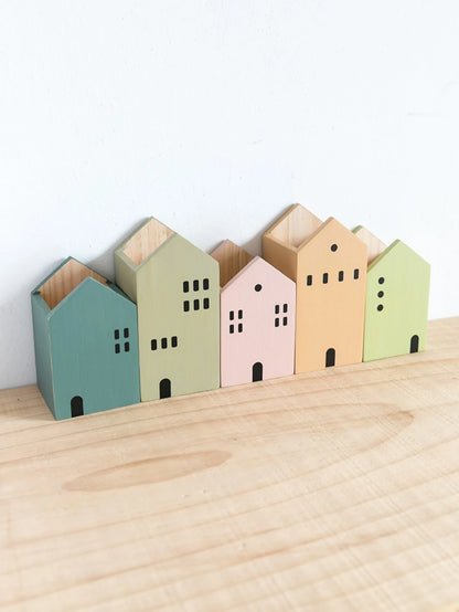 Wooden House Pen Holder & Desktop Organizer