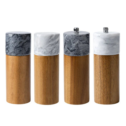 Marble & Acacia Wood Pepper Grinder