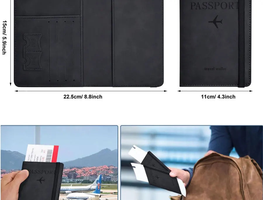 PU Leather Passport Cover & Document Organizer