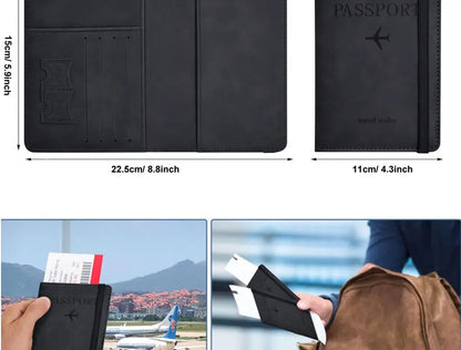 PU Leather Passport Cover & Document Organizer