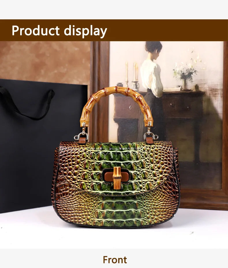 Crocodile Pattern Top Handle Handbag