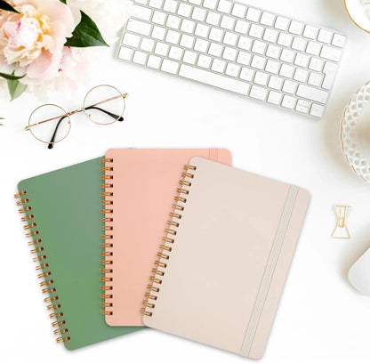 Set of 3 Morandi Spiral Journals with Elastic Closure – 70 Sheets Each