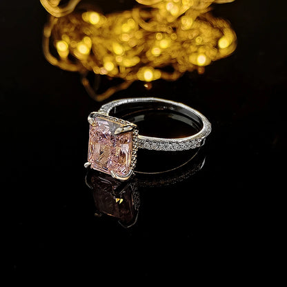 Pink Rectangle Cubic Zirconia Ring