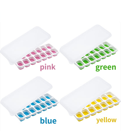 14-Grid Silicone Ice Cube Tray with Lid