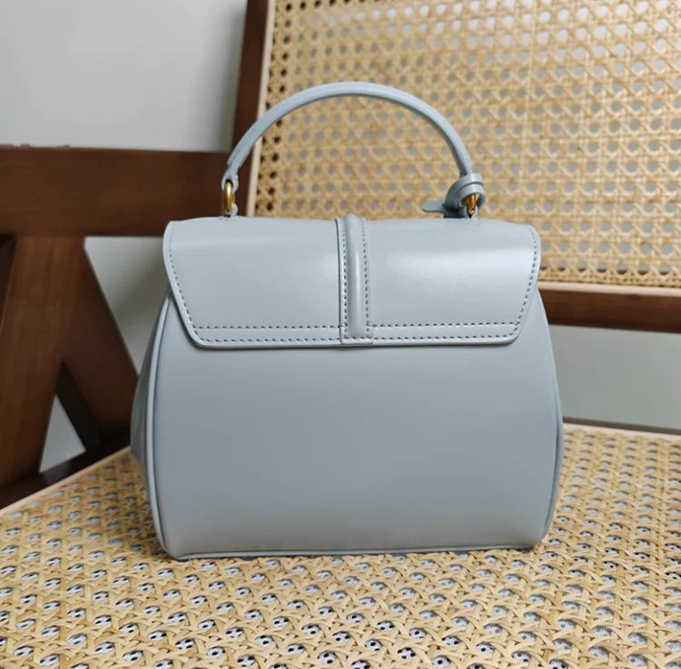 Genuine Split Leather Top Handle Satchel Bag