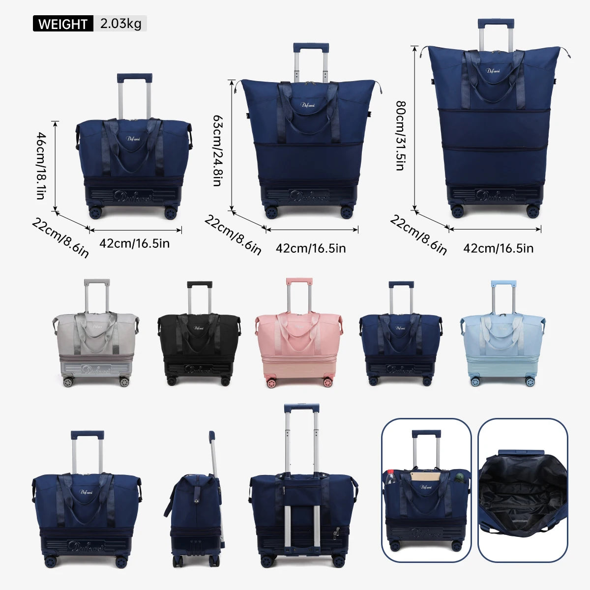 Foldable Wheeled Travel Luggage Bag