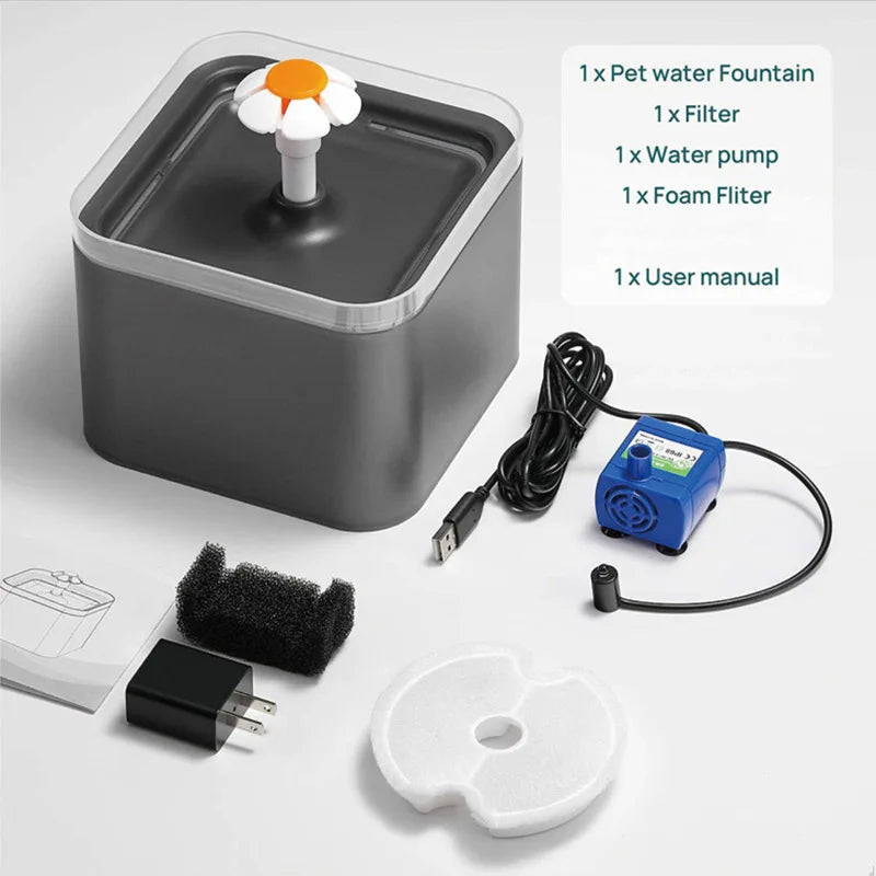 USB Pet Drinking Fountain with LED Water Level Display