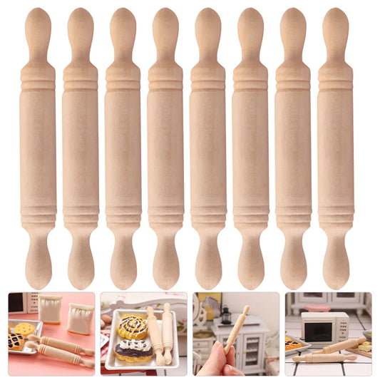 Miniature Wooden Rolling Pins for Dollhouse, Crafts & Pretend Play