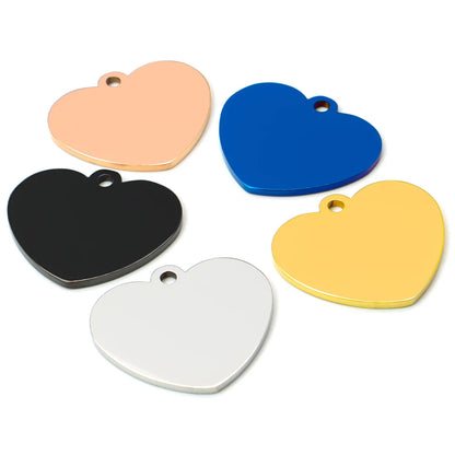 Heart-Shaped Stainless Steel Pet ID Tag Set