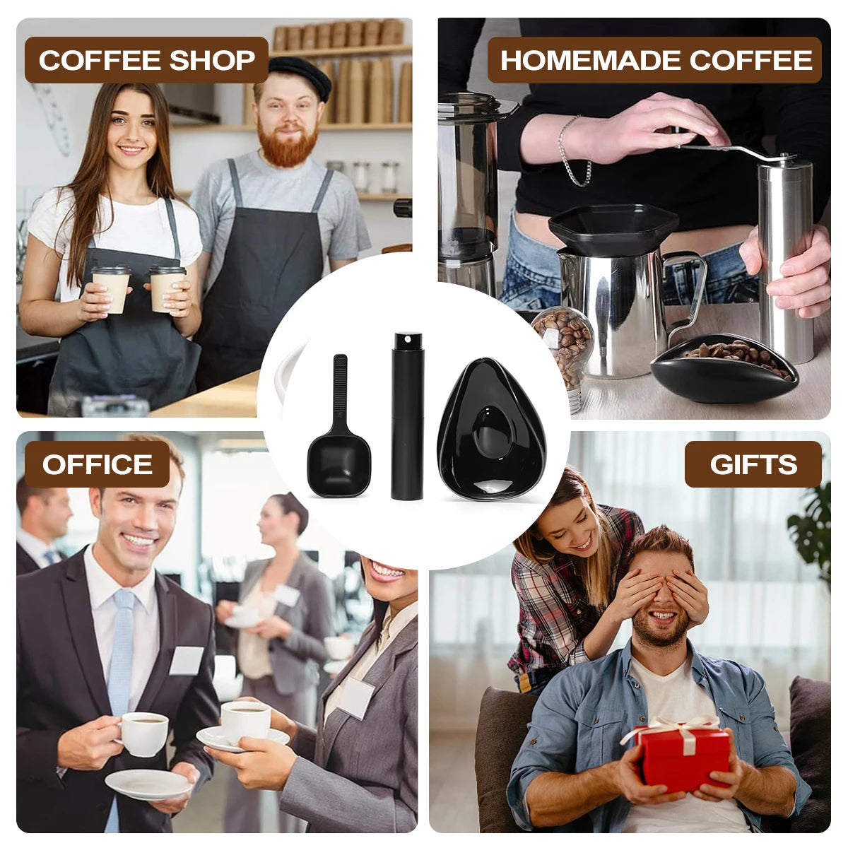 Leeseph Ceramic Coffee Bean Dosing Cup & RDT Spray Bottle Set