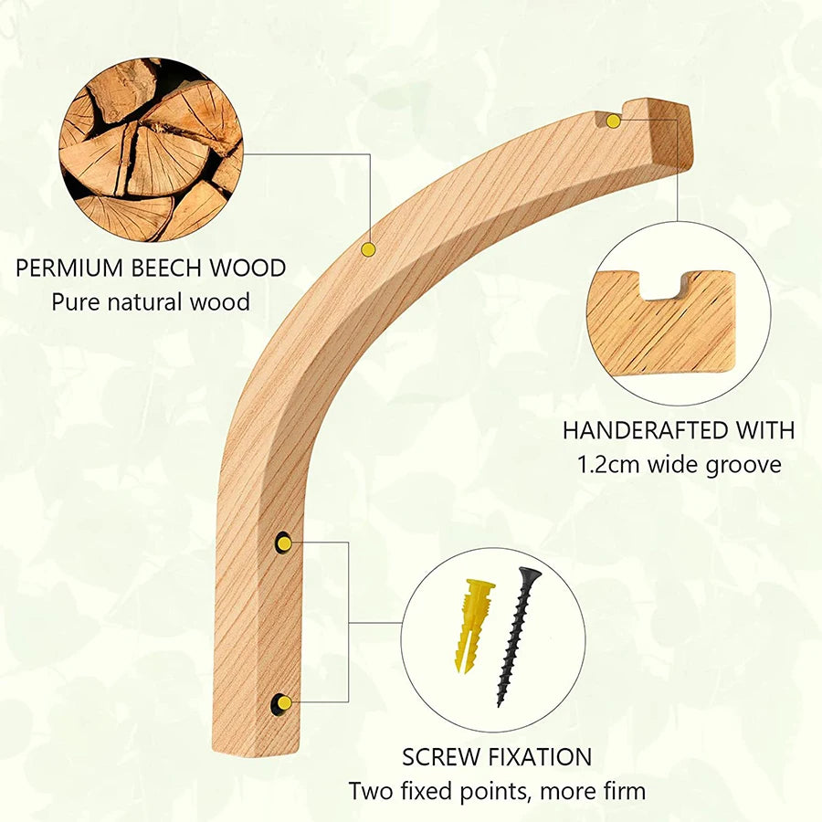 Natural Wooden Wall Plant Hanger