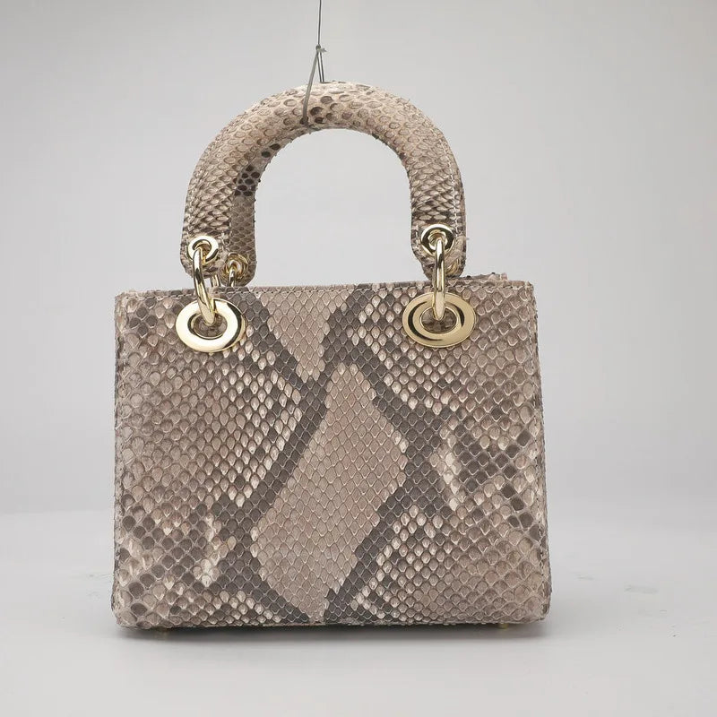 Genuine Snakeskin Leather Top Handle Handbag