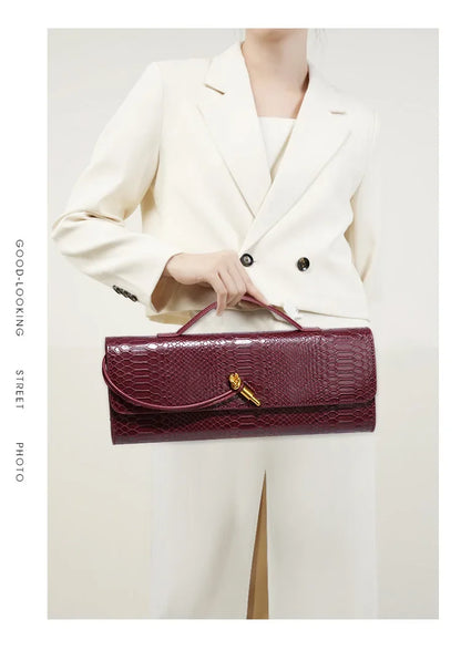 Luxury Snakeskin Top Handle Shoulder Bag