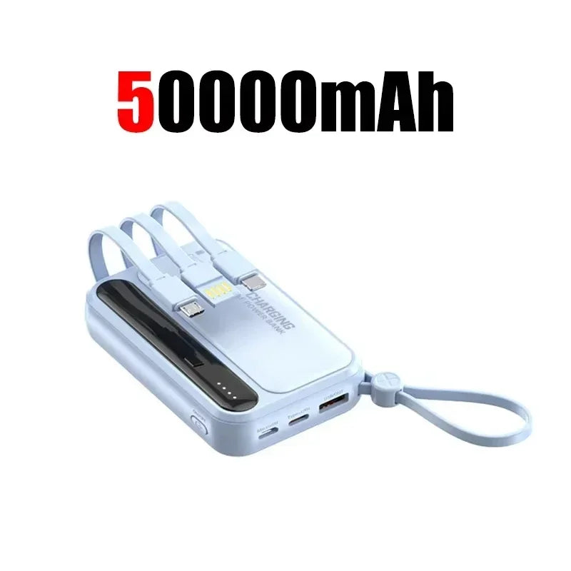 Portable Power Bank with Built-In Charging Cables